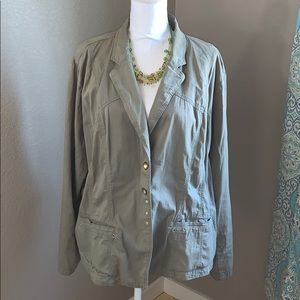 Versatile Olive Chico’s Utility Blazer Size 18W w/snaps